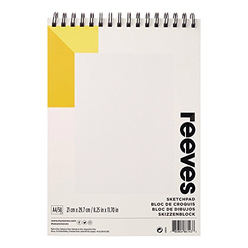 Reeves 8490944 Schizzi & Blocco - spiralato, 50 Fogli di Carta, saeurefrei Carta Bianca 150 G/M² - A4