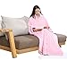 Produktbild Tragbar Decke mit Ärmeln und Fronttasche für Frauen Männer, Super weich Feine Faser Erwachsener bequem Für Lounge werfen Couch Lesen Fernsehen, 150 * 180CM,Pink