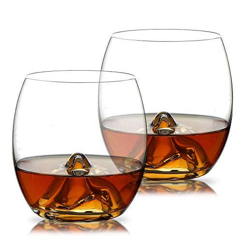 Homii Vasos de Whisky, Juego de Vasos, Vasos de Agua, Vaso de Vidrio Transparente sin Plomo, Accesorios de Vino para Whisky, Cócteles, Jugo, Juego de 2 Vasos, 400ml/14 oz