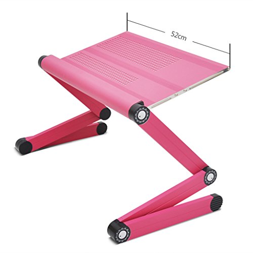 ERRU - Laptop-Tisch Aluminiumlegierung Notizbuch-Standplatz-Ausgangs-Bett-Tabellen-faule Schreibtisch-faltbare Computer-Schreibtisch-Laptop-Tabellen (3 Farben) Notebook-Computertische ( farbe : Rot , größe : 52cm(with Fan) )