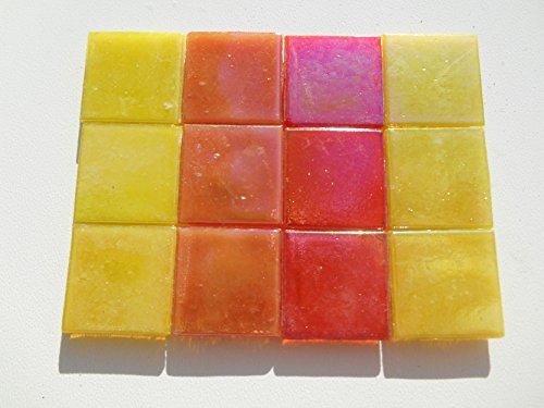 Mosaiksteine im sonnigen Mix 1000g Gelb Orange Rot irisierend lose Mosaik Steine zum Basteln - 4