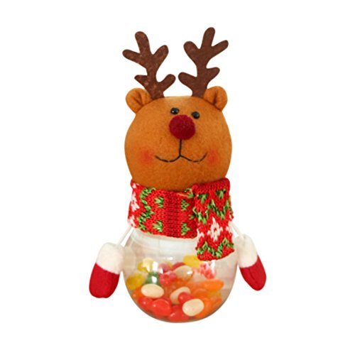 Saingace 1 x Christmas Candy Jar, Christmas Candy Jar Storage Bottle Friends Child Kid Flannel Sweet Gifts Snowman (C)