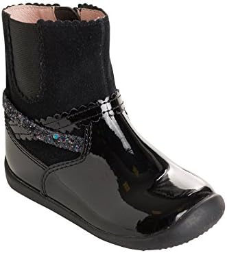 Vertbaudet Girls' Leather Boots With Elastic on The Side Black Dark Solid 23 (6)