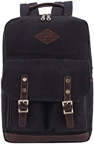 SAIERLONG Women's And Men's Backpack School Bag Travel Bag Black Canvas