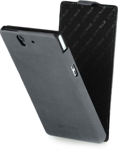 StilGut exklusive Ledertasche für Sony Xperia Z gris – Old Style Storm Grey - 8