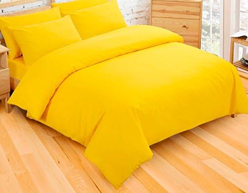 GlamptexSupreme Plain Duvet Cover with Pillow Case Quilt Cover Bed Set Cotton Single Double & King Size (King, Yellow)