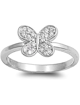 Ring aus Sterlingsilber mit Zirkonia - Schmetterling