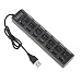 Produktbild Prevently USB Hub Super Speed 7 Ports LED USB 2.0 Adapter Hub Erweiterung Super Speed Datenhub Extra Ein/aus-Schalter für PC Laptop (Schwarz B)