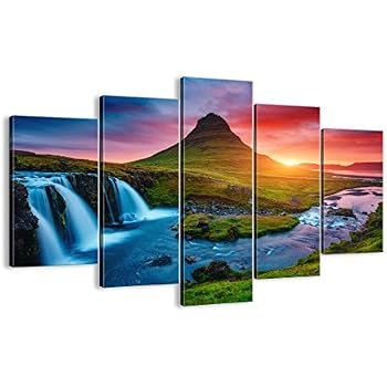5 Piece Abstract Canvas Art Pictures Large Modern Red Wall Prints 5006