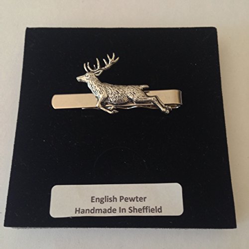 Preisvergleich Produktbild A60 Federnde Hirsch English Pewter Emblem auf einem Krawattenklammer (Slide) handgefertigt in Sheffield kommt mit prideindetails Geschenkbox