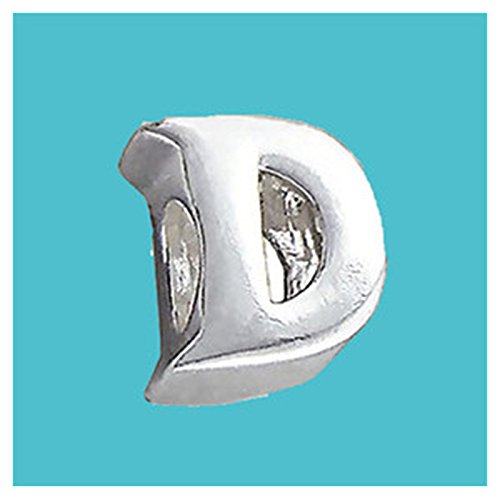 Plata Bead letra D genuino sólido puro 925 con sello plata de ley Bead Charm letra inicial alfabeto para Europea Pulsera y cadenas - 3d cinta para el/off - Filoro