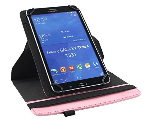 Emartbuy® ALLDAYMALL A88X 7 Zoll Quad Core Tablet PC Universal ( 7 – 8 Zoll ) Baby Rosa Prämie PU Leder 360 Grad rotierende Stand Folio Geldbörse Tasche Hülle + Rosa Eingabestift - 6