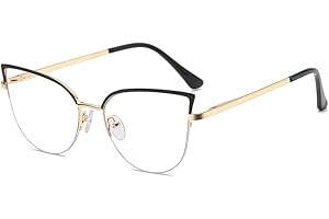 kachawoo Anti-blaues Licht Gläser Für Frauen Männer Halb randlose Cat Eye Brillen Metallrahmen Prescription Brillen…