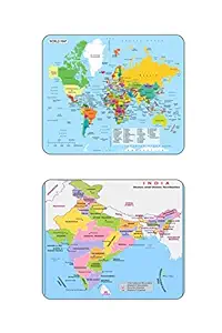 Corporate Mouse Pad|Mouse Pad Combo|World Map|India Map|Rubber Base Matte Finish Mouse Pad| Mouse Pad for Office Girls Boys|Pack of 2|Mouse Pad for All Types of Mouse (9