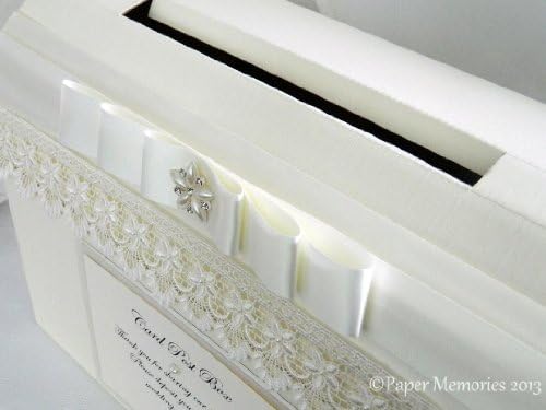 Personalised Vintage "Guipure Lace" Wedding Card Post Box (Ivory)