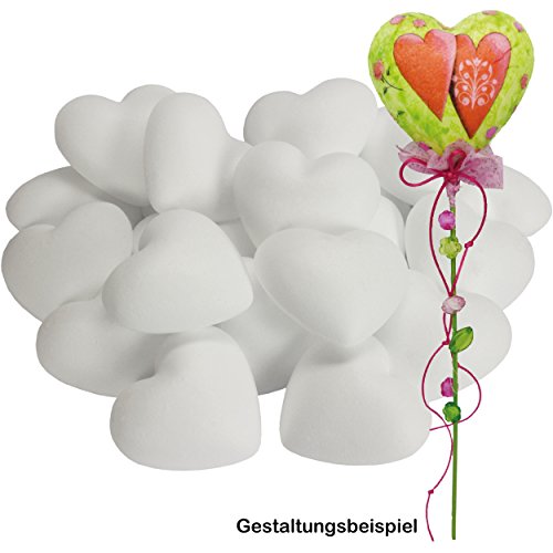 Styroporherzen 20 Stück ✓ Bastelherz 9 cm ✓ volles Herz ist unbemalt / ungestaltet ✓ selbst gemachte Hochzeitsdekoration / Hochzeitsdeko mit den tollen weißen Herzen ✓ tolles Styropor in Herzform für wunderschöne Dekoration ✓ weisse Bastelherzen für Herzdekorationen ✓ Styroporherzen individuell selber gestalten | trendmarkt24 - 25930