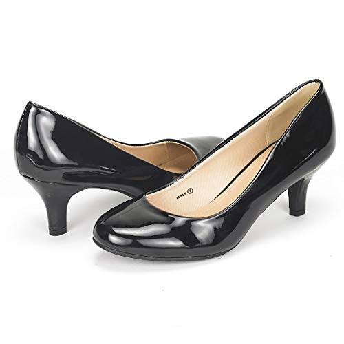 DREAM PAIRS LUVLY Zapatos de Tacón para Mujer Negro Charol 42 EU/11 US