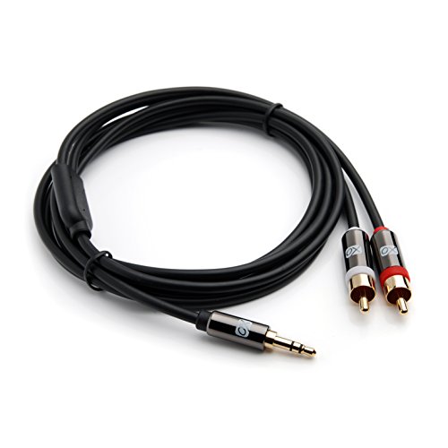 XO 3,5mm männlich auf 2 x RCA männlich Stereo Audio Kabel – 3,5 Buchse RCA männlich auf männlich – 3m schwarz- Vergoldete Stecker. - 2
