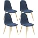 Produktbild Deuba 4X Esszimmerstühle Design Stuhl Küchenstuhl • ergonomisch geformte Sitzschale • 120kg Belastbarkeit • Stuhlbeine mit Naturholzoptik • dunkelblau