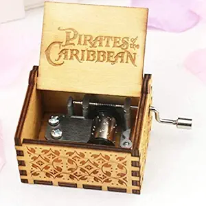 EITHEO Wooden Music Box Antique Carved Hand Crank Game of Thrones Theme Music (Pirates of Caribbean)