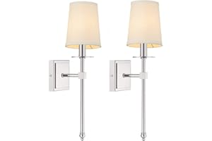 OOWOKS Lampa ścienna wewnętrzna chrom Lampa do salonu klosz z tkaniny, Kinkiet na stolik nocny zestaw 2 szt, 1 x E27 do maks 60W Lampka ścienna Up Down z metalu i tkaniny Lampy nowoczesne dla hotelu sypialni