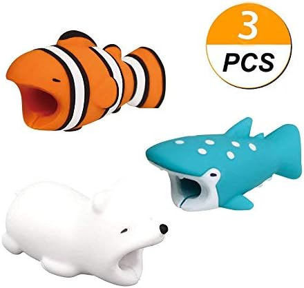 Animal Bite Cable Protector, leegoal 3Pcs Cable Buddies for iPhone, Android, Samsung Cable Cord Cute Animal Phone Accessory Protects Cable Chargers