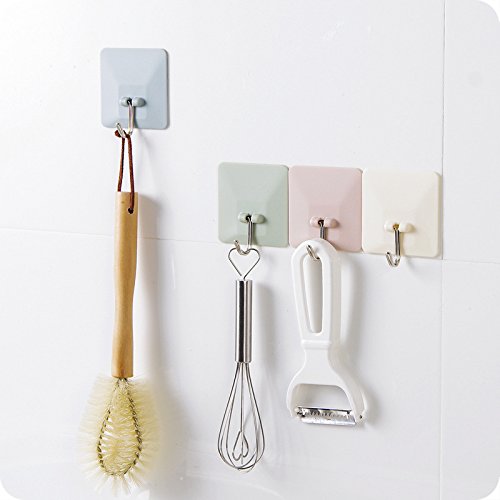 tankerstreet 4 Klebehaken Robuste für Kleidung über Tür (10 kg max.), Sticky Wandhaken für hängende Extra Stark, Badezimmer Küche Tür Kleiderbügel, Haken für Utensilien Geschirrtuch Selbstklebende, wiederverwendbar (Wasserdicht Mix Farben) - 7