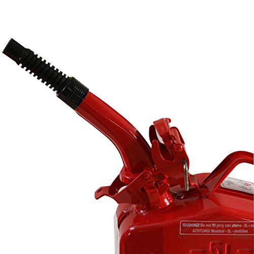Stahlblechkanister rot 5 Liter + Auslaufrohr flexibel Benzinkanister Kanister - 4