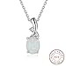 Produktbild J.Me.Mi Damen Opal Anhänger Halskette 925 Überzogen Versilbert Ketten, Frauen Einfache Ohrhaken Sterling Silber Schmuck Quaste Opal Ohrringe Zubehör Frauen