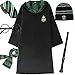 Produktbild LCXYYY Harry Potter Gryffindor Hufflepuff Ravenclaw Slytherin Kostüm Umhang Set Zauberstab Krawatte Schal Brille Karnevalskostüm Erwachsene Kinder Verkleidung Fasching Halloween Outfit Set