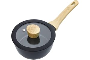 MasterChef Pentolino Induzione, Pentola Antiaderente con Coperchio, per Pasta, Agnelli, Polenta, Crock Pot Antigraffio, Manici in Legno, Lavabile in Lavastoviglie, 18cm, Nero