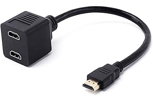 SOOIIYU Cable Adaptador HDMI Splitter 1 en 2 Salida, 1080p@60Hz HDMI 1 a 2 vías, para Monitores Duales Duplicados/Espejo, Admite 2 Televisores al Mismo Tiempo, para HD, LCD, TV