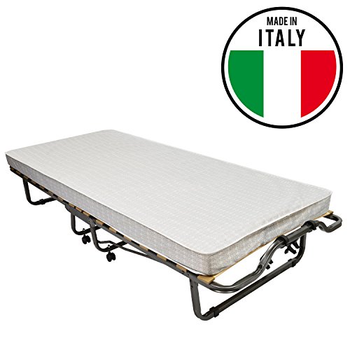 Beautissu Cama plegable de invitados Venetia - 80x200 cm - Estable armadura de metal - Con somier y funda protectora