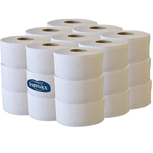 Ismax Rollos Papel Higiénico Industrial Reciclado Baño WC Pack 18 Unidades - 400gr Rollo - 204 Metros Water Verde Ecologico Natural XXL - 12150 (Capas 1)