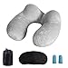 Produktbild Aufblasbares Nackenkissen mit weichem und waschbarem Bezug, Yiomxhi Reise Nackenhörnchen mit Kostenlosen Extra-Augenmaske, Ohrstöpsel und Tragetasche, für reisen, flugzeuge, züge, autos, büro