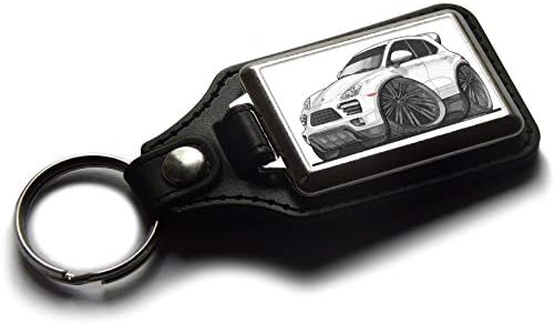 Koolart Cartoon Car Porsche Cayenne Turbo Leather and Chrome Keyring Choose a Colour (White)