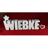 Beton, Steinguss Buchstaben 3 D Deko Schriftzug Namen WIEBKE als Geschenk verpackt! Ein etwas ausgefallenes Geschenk zur Geburt, Taufe, Geburtstag oder auch zu anderen Anlässen.