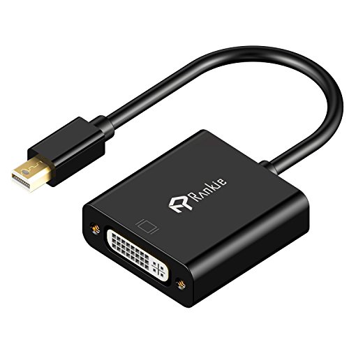 Mini DisplayPort auf DVI, Rankie Vergoldet Mini DP (Thunderbolt Port Kompatibel) zu DVI Male to Female Kabel-Adapter Konverter (Schwarz) - R1131