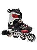 Ruedas PU 70 x 24 mm 85A KRF Freeskate First Patines en línea, Hombre, Negro/Rojo, M (32-35)