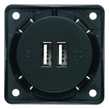 Preisvergleich Produktbild Hager – Steckdose USB Ladekabel 230 V anthrazit matt