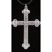 Halskette aus Kautschuk mit großem Kreuz Anhänger Antik Silber Kette Choker Kautschukkette 2mm schwarz - Kettenlänge frei wählbar