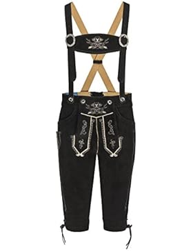 Schöneberger Trachten Herren Lederhose Kniebund - Trachtenlederhose Hopfen und Malz braun