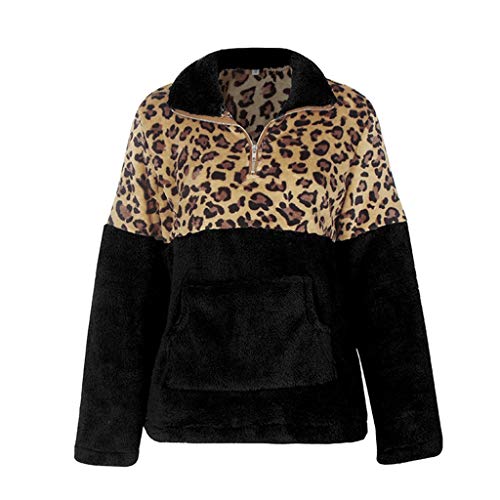 Tinaa - Sudadera de Forro Polar para Mujer, diseño de Leopardo con Cremallera Suave 3 L