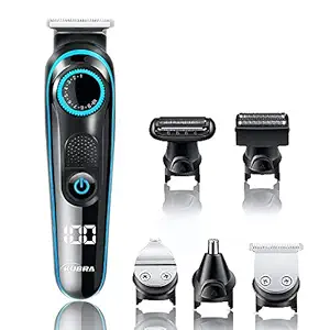 Kubra KB-5300 5 in 1 Multifunctional Grooming Kit for Body Grooming, Beard & Moustache, Nose, Ear & Eyebrow, LED Display, 19 Length Setting, 90 Minutes Runtime and Fast Charging (Black)