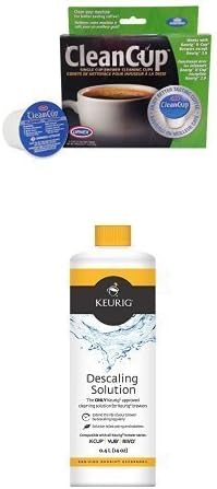 Clean Cup Single Cup Brewing Cleaning Cups and Keurig Descaling Solution Bundle by Clean Cup