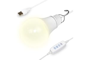 SinKeu Camping Lantern Light, Portable 5W USB LED Bulb with Hanging Hook, Outdoor Lamp for Tent Garage Warehouse Fishing Boat Hiking Caravan Awning, Can Be Powered by Power Station Generator