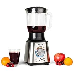 Klarstein Herakles - mixeur sur pied, Blender, Smoothie Maker, 1000 w, bol en verre 1,5 l, 21.000 t/mn, vitesse continue, 8 lames inox, pulse, glace pilée, éminceur, argent