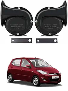 EIAC Universal Windtone Jalwa Horn (2 and 4 wheelers), Black color, Heavy plastic body, Set of 2, 12V voltage For i10 Old Universal For All Models