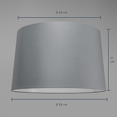 QAZQA Klassisch / Antik / Landhaus / Vintage / Rustikal / Modern / Polyester Schirm 50cm rund SU E27 grau , Rund konisch Schirm Pendelleuchte - 4