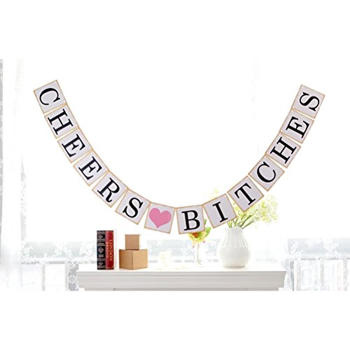 PIXNOR Girlanden Banner Girlande für Junggesellinnenabschied Dekoration Foto Prop – Cheers Bitches - 4